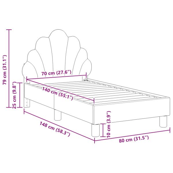 Легло за малко с главна дъска Розово 70 x 140 cm Кадифе