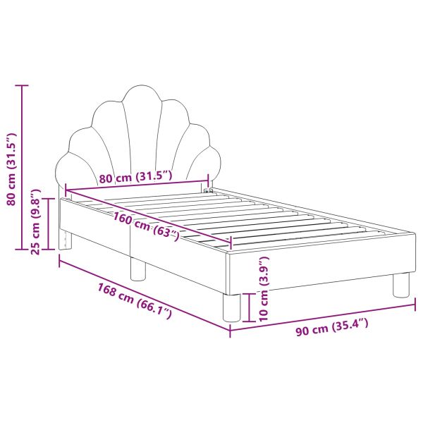 Легло за деца с табла с таблото Розово 80 x 160 cm Кадифе