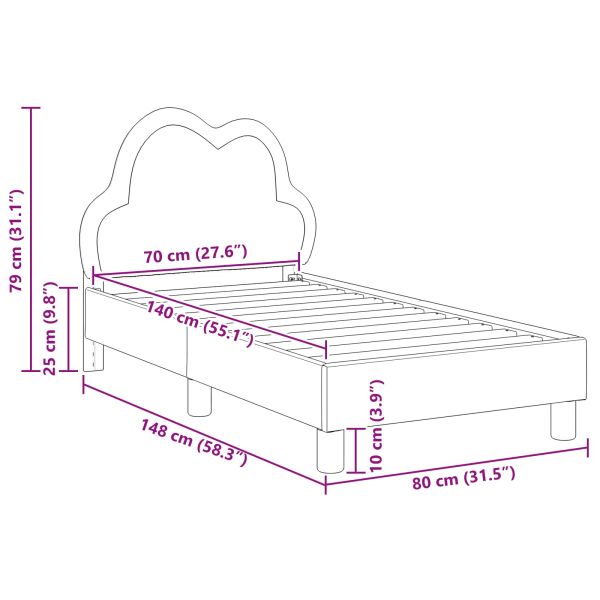 Легло за малко с главна дъска с таблото Черно 70 x 140 cm PU