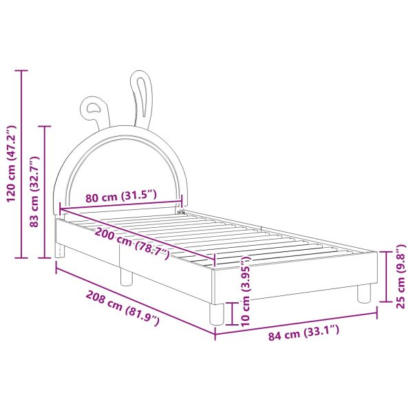 Легло за деца с табла с таблото Розово 80 x 200 cm PU