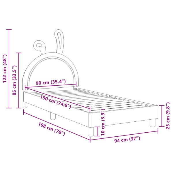 Легло за деца с табла с таблото Розово 90 x 190 cm PU