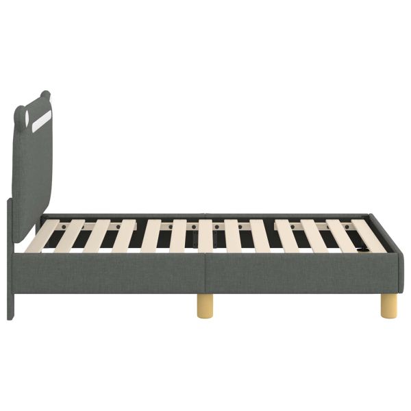 Легло за малко с главна дъска Тъмен сив 70 x 140 cm текстил