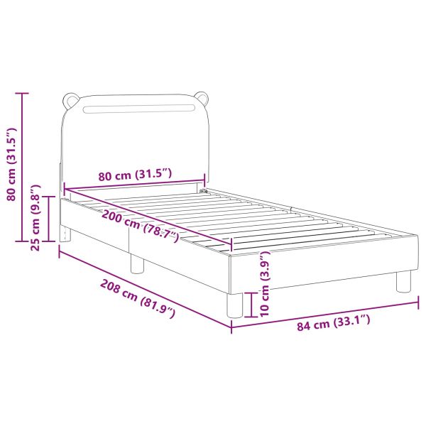 Легло за деца с табла с таблото Черно 80 x 200 cm текстил