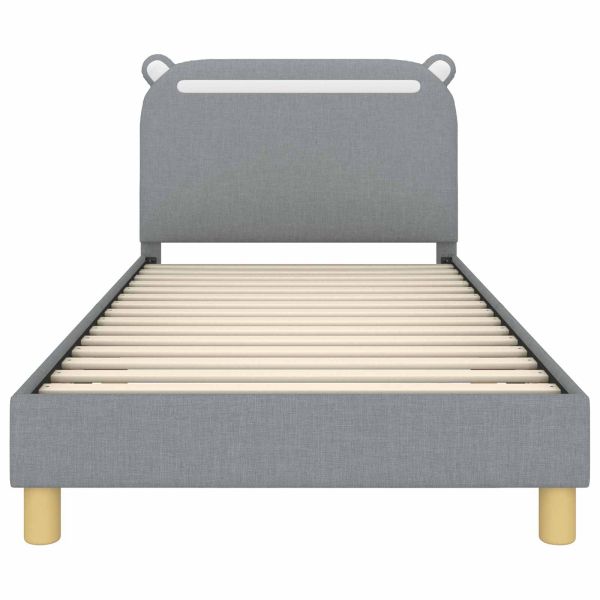 Легло за деца с табла с таблото Светлосиво 90 x 190 cm текстил