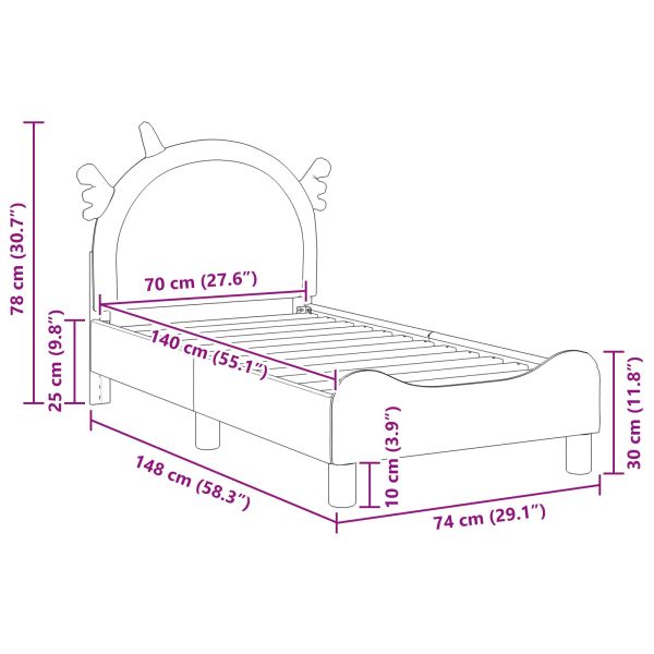 Легло за малко с главна дъска с таблото Розово 70 x 140 cm PU