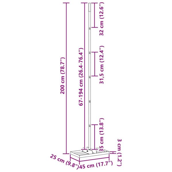Градинска рейка Сребрист 45 x 25 x 200 см Неръждаема стомана
