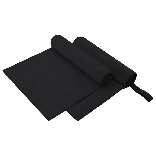 Спортни кърпи 2 pcs Черно 100 x 50 cm Полиестер и полиамид