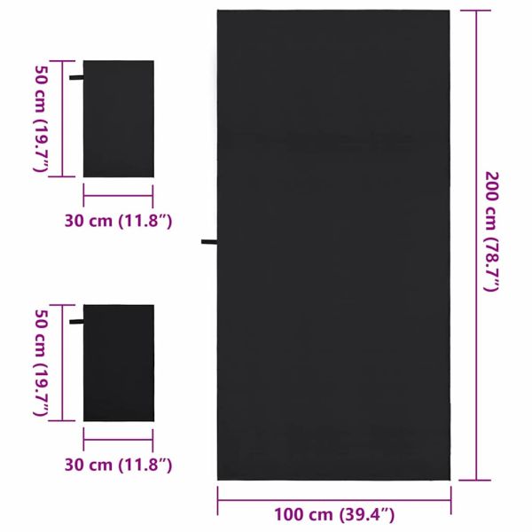 Комплект Спортни Хавлии 3 pcs Черно Полиестер и полиамид