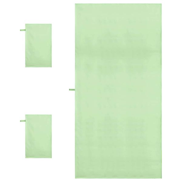 Комплект Спортни Хавлии 3 pcs Зелен Полиестер и полиамид
