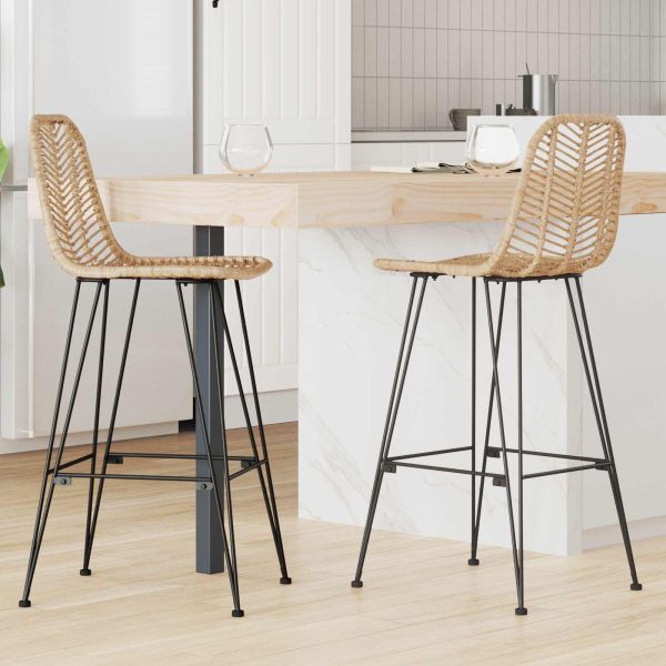 Бар стол 2 pcs Естествен 44,5 x 53 x 111 см Раци и желязо