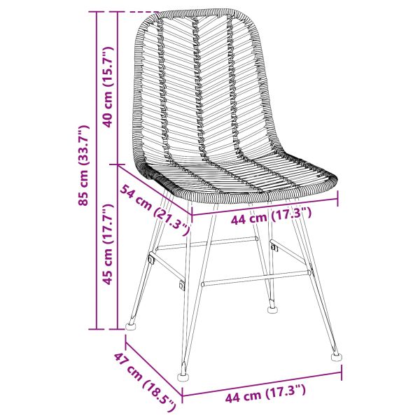 Трапезен стол 2 pcs Естествен 44.5 x 55 x 85 см Раци и желязо