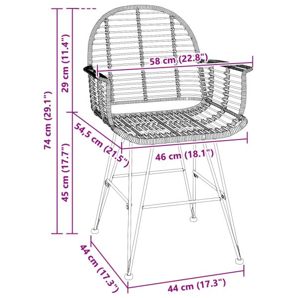 Трапезен стол 2 pcs Естествен 57 x 54.5 x 85 см Раци и желязо
