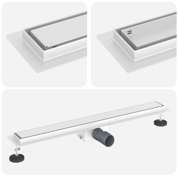 Душов дренаж с стъклено покритие Сребрист 80 cm