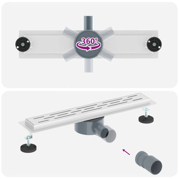 362 градуса дренаж за душ с дизайн на линия Сребрист 50 cm