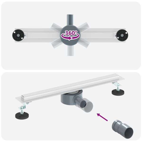360° Душов отвод с тънък модел Сребрист 50 cm