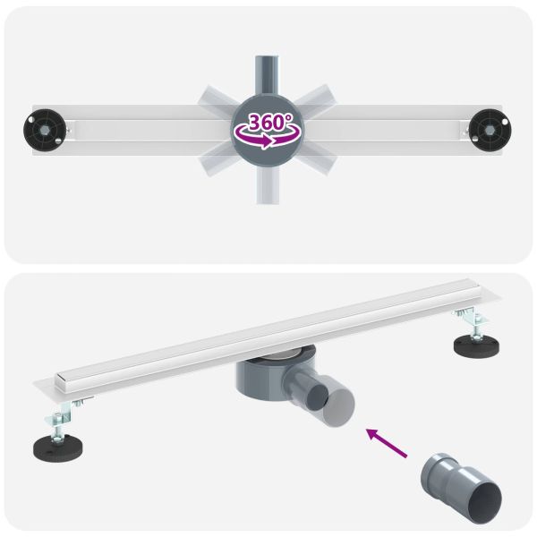 360° Душов отвод с тънък модел Сребрист 60 cm