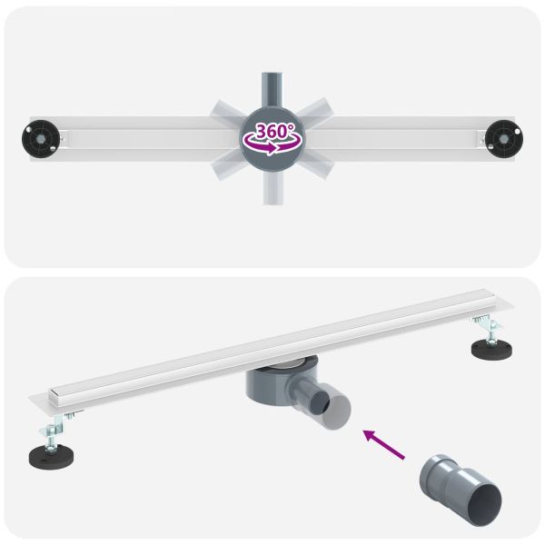 360° Душов отвод с тънък модел Сребрист 70 cm