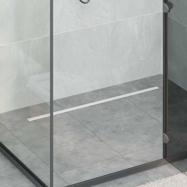 360° Душов отвод с тънък модел Сребрист 90 cm