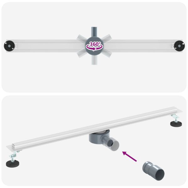 360° Душов отвод с тънък модел Сребрист 90 cm