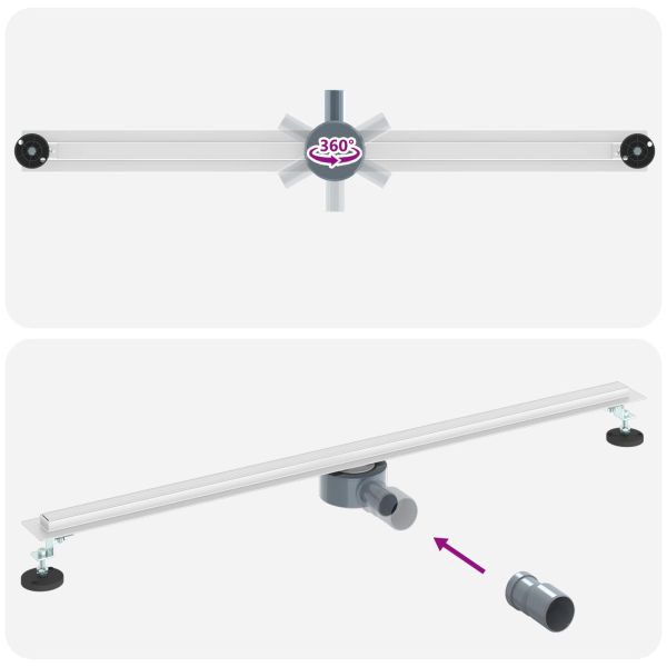 360° Душов отвод с тънък модел Сребрист 100 cm