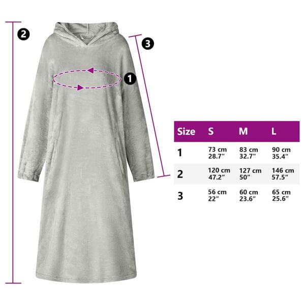 Одеяло с качулка Сив m Фланела