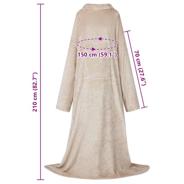 Одеяло с качулка Бежово Фланела