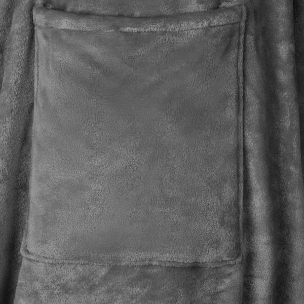 Одеяло с качулка Тъмен сив Фланела