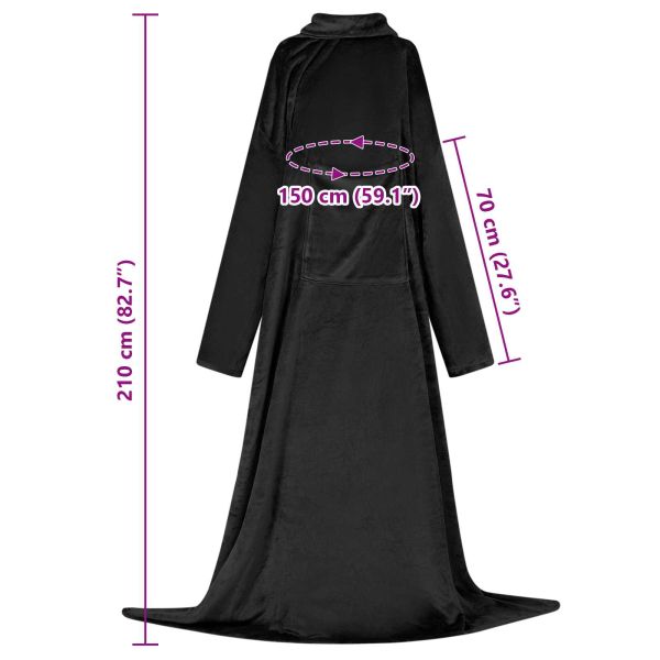 Одеяло с качулка Черно Фланела