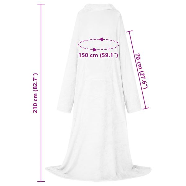 Одеяло с качулка Бяло Фланела