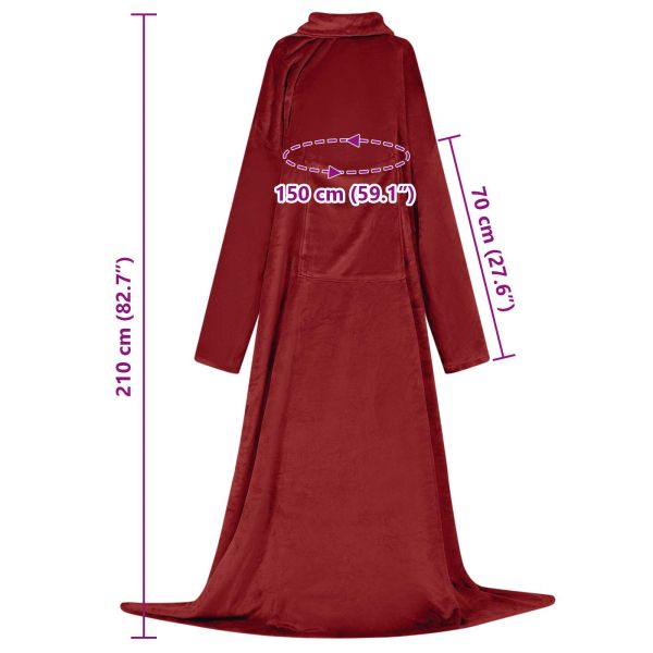 Одеяло с качулка Бордо червен Фланела