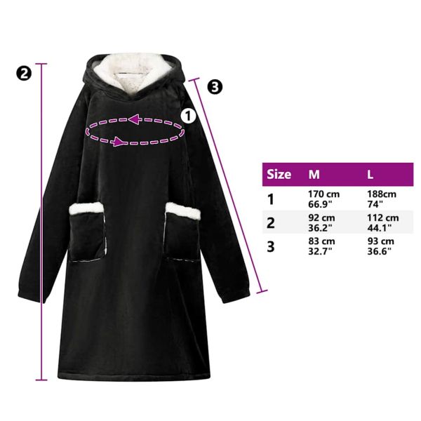 Одеяло с качулка Черно s Флийс и фланел