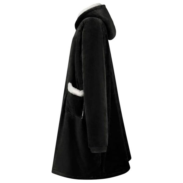 Одеяло с качулка Черно m Флийс и фланел