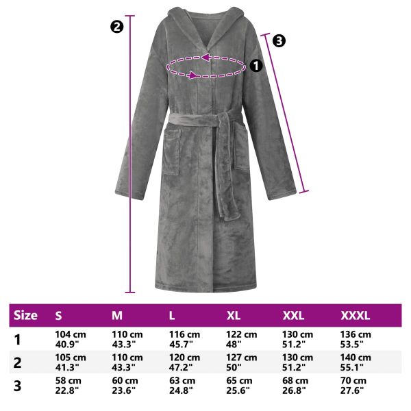 Халат с качулка Тъмен сив xl Фланела
