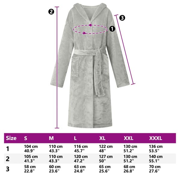 Халат с качулка Сив xxxl Фланела