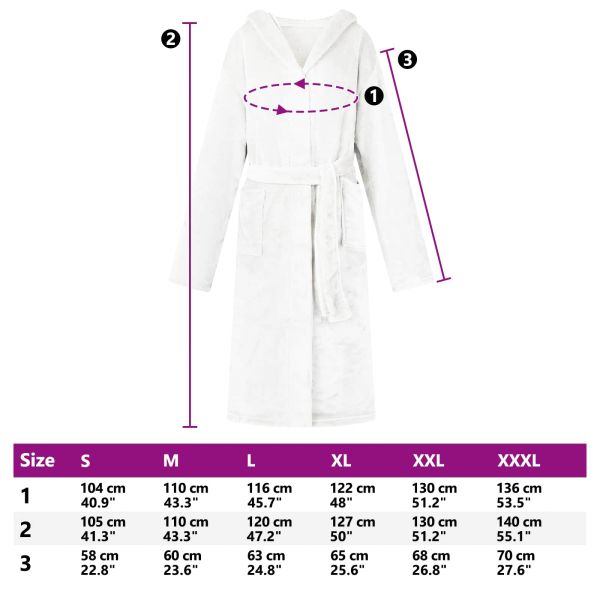 Халат с качулка Бяло xxxl Фланела