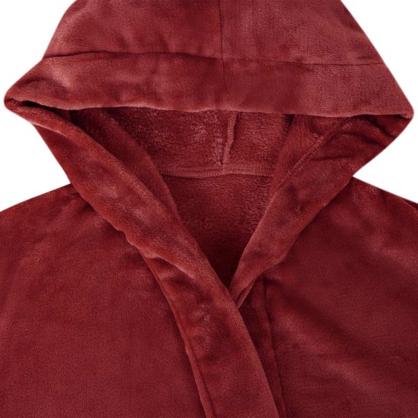 Халат с качулка Бордо червен xxl Фланела