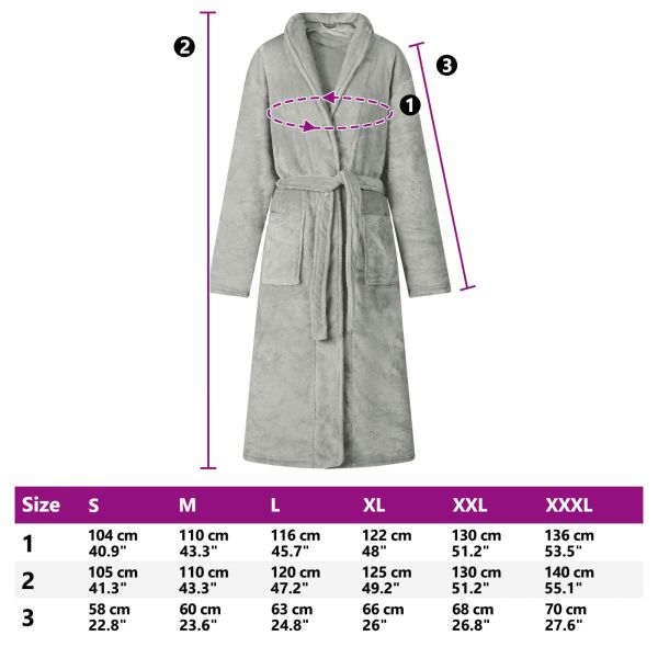 Халат без качулка Сив xxxl Фланела