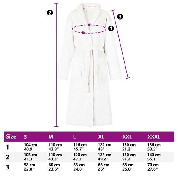 Халат без качулка Бяло xl Фланела