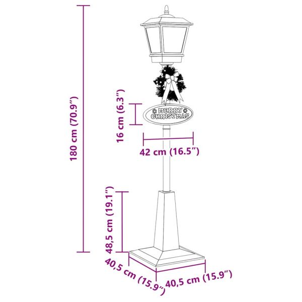 Коледен уличен лампа с фенер Червено 40,5x40,5x180см Пластмаса