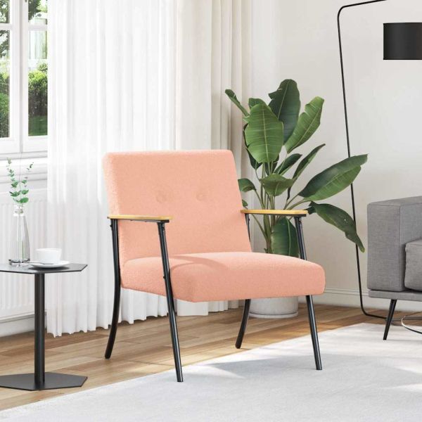 фотьойл Розово 59 x 75 x 78 см Къдрав текстил, подобен на вълна