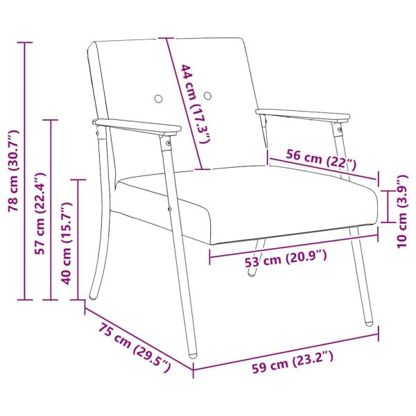 фотьойл Черно 59 x 75 x 78 см Къдрав текстил, подобен на вълна