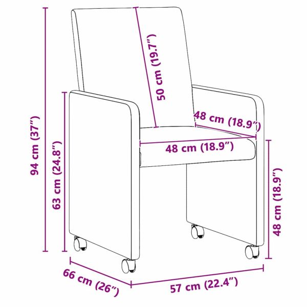 Столове с Колела 2 pcs Кафяво 57 х 66 х 94 см Изкуствена