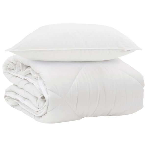 Цялосезонен завивка с възглавница 2 pcs Бяло Микрофибър