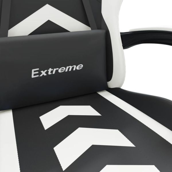 Гейминг стол, черно и бяло, изкуствена кожа