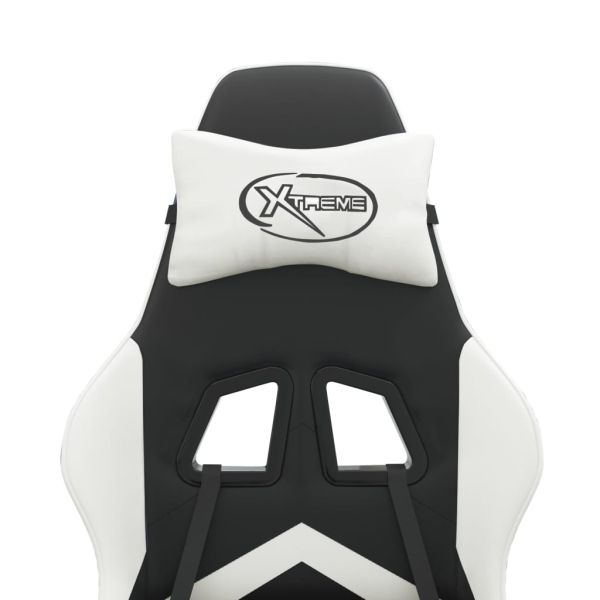 Гейминг стол, черно и бяло, изкуствена кожа