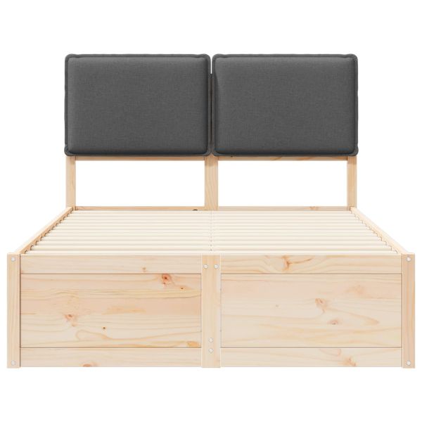 Леглова рамка с тапицирана гръбна част Тъмен сив 120 x 190 cm