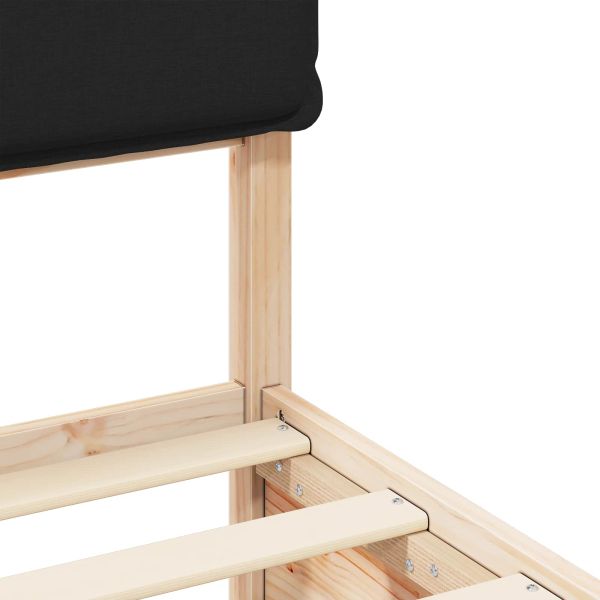 Леглова рамка с тапицирана гръбна част Черно 120 x 190 cm