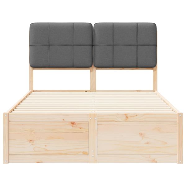 Леглова рамка с тапицирана гръбна част Тъмен сив 120 x 200 cm