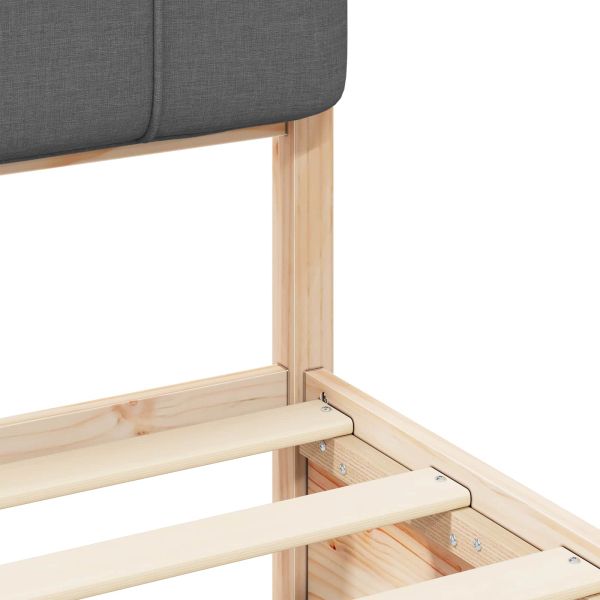 Леглова рамка с тапицирана гръбна част Тъмен сив 120 x 200 cm