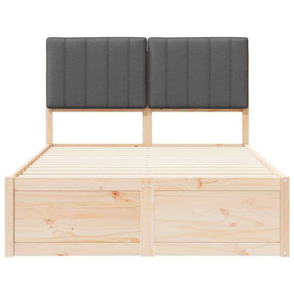 Леглова рамка с тапицирана гръбна част Тъмен сив 120 x 190 cm